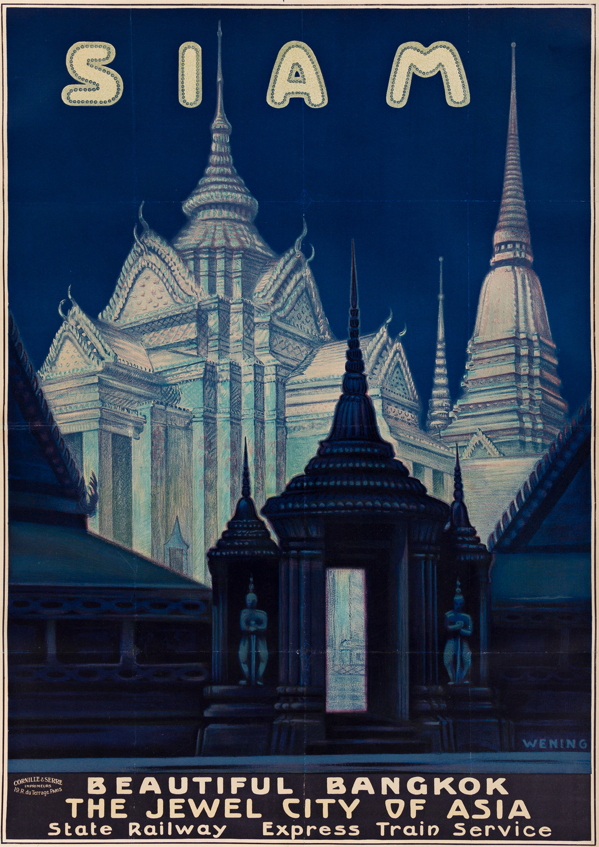 Michael Rudolf Wening (1893-1970).  SIAM / BEAUTIFUL BANGKOK / THE JEWEL CITY OF ASIA. Circa 1920s.